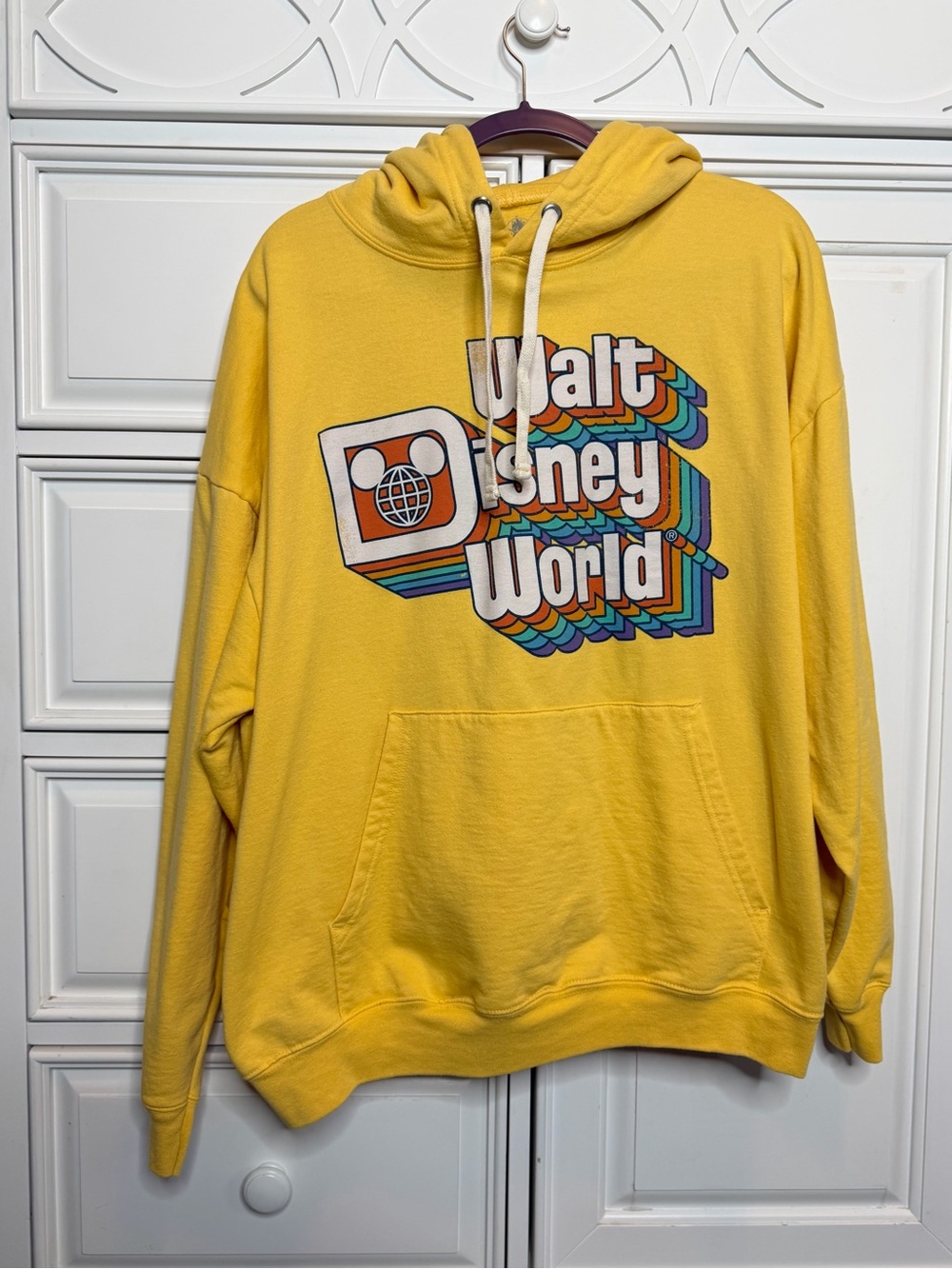 Disney Walt Disney World Retro Logo Yellow Hoodie XXL
